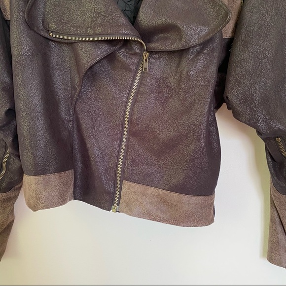 Vintage 2B.Rych Suede Two-Tone Moto Style Jacket - Picture 3 of 8